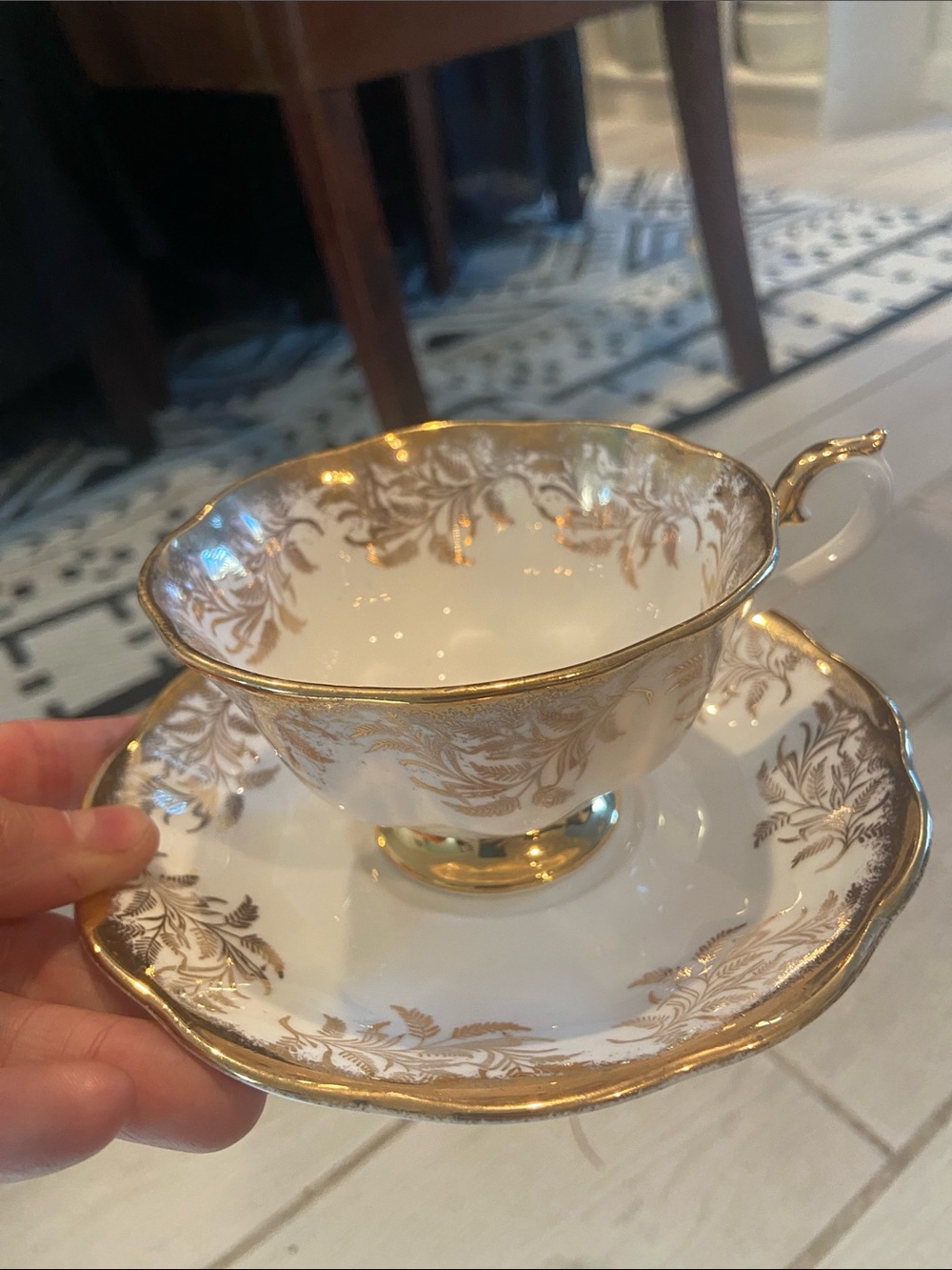 Elegant White and Gold Porcelain Teacup and Saucer Set - Classic Home Dining